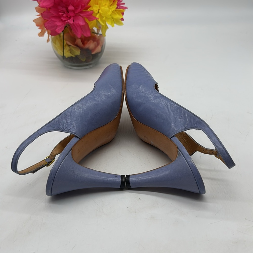 Bonwit Teller Vintage Cornflower Blue Peep-Toe Slingbacks Size 9 MCH8214B - Picture 5 of 8